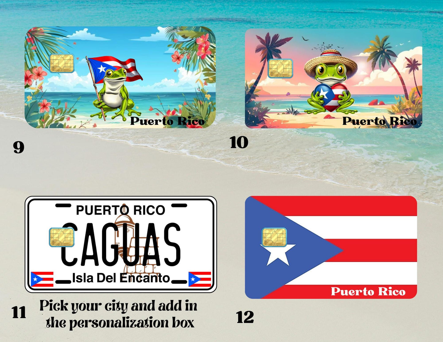 Credit card skin / Debit card decal / Custom sticker Puerto Rico ,cherry , cartoons