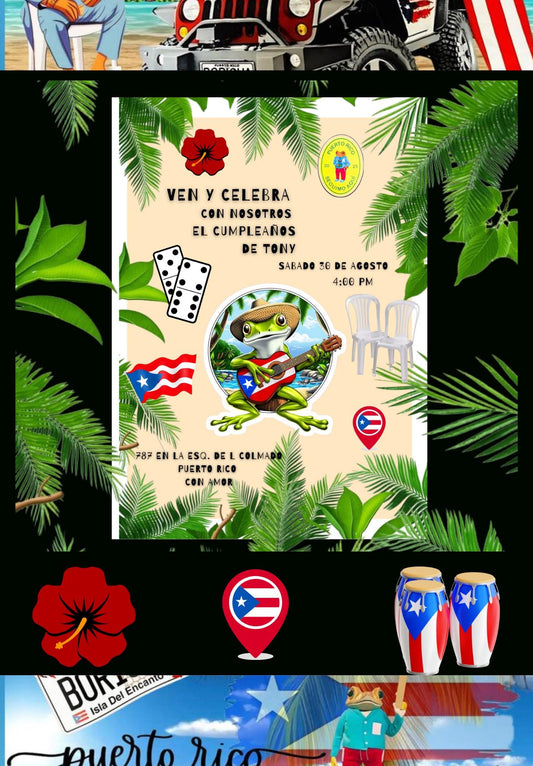 Puerto Rico theme birthday invite
