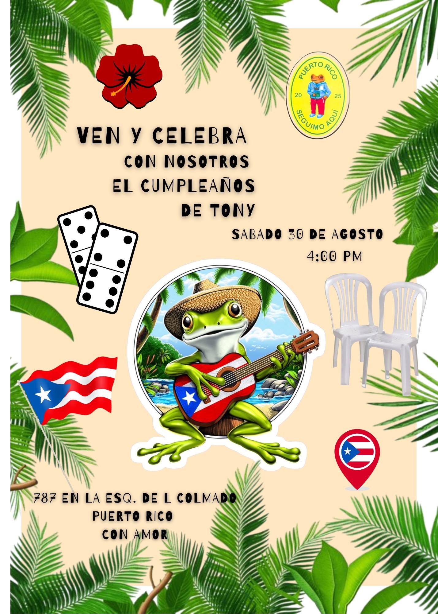 Puerto Rico theme birthday invite