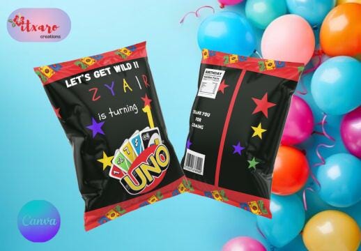 Game birthday favor chip bags for kids