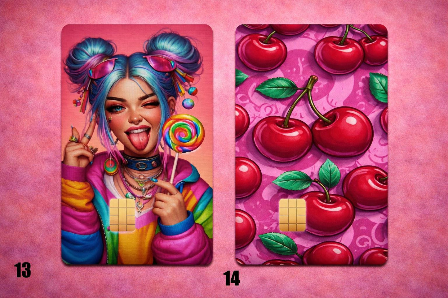 Credit card skin / Debit card decal / Custom sticker Puerto Rico ,cherry , cartoons