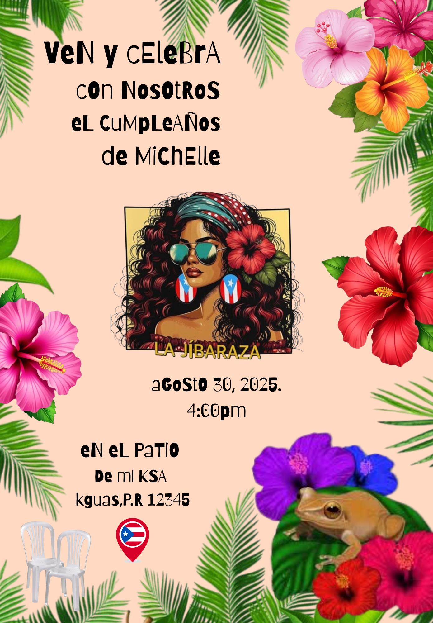 Puerto Rican birthday invitation adult female invite